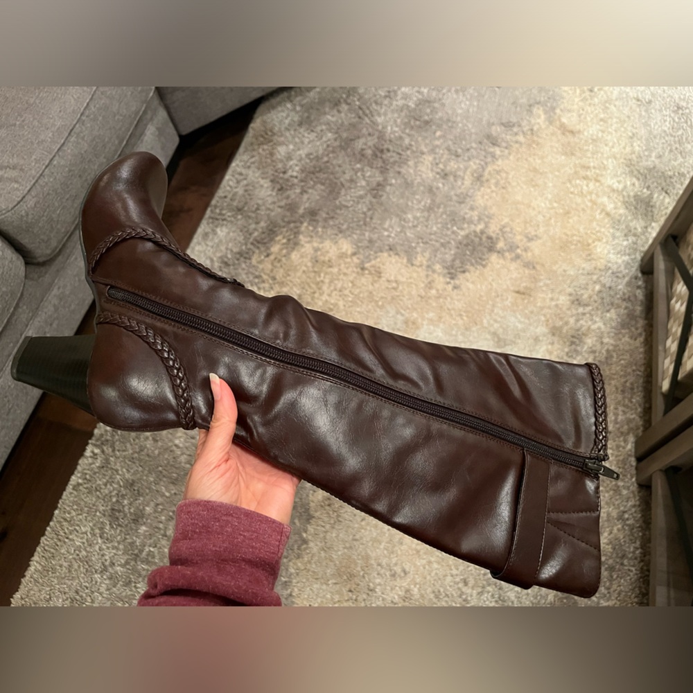 Two Pairs - Life Stride Upbraid Buckle Classic High Boots in brown and black, 8